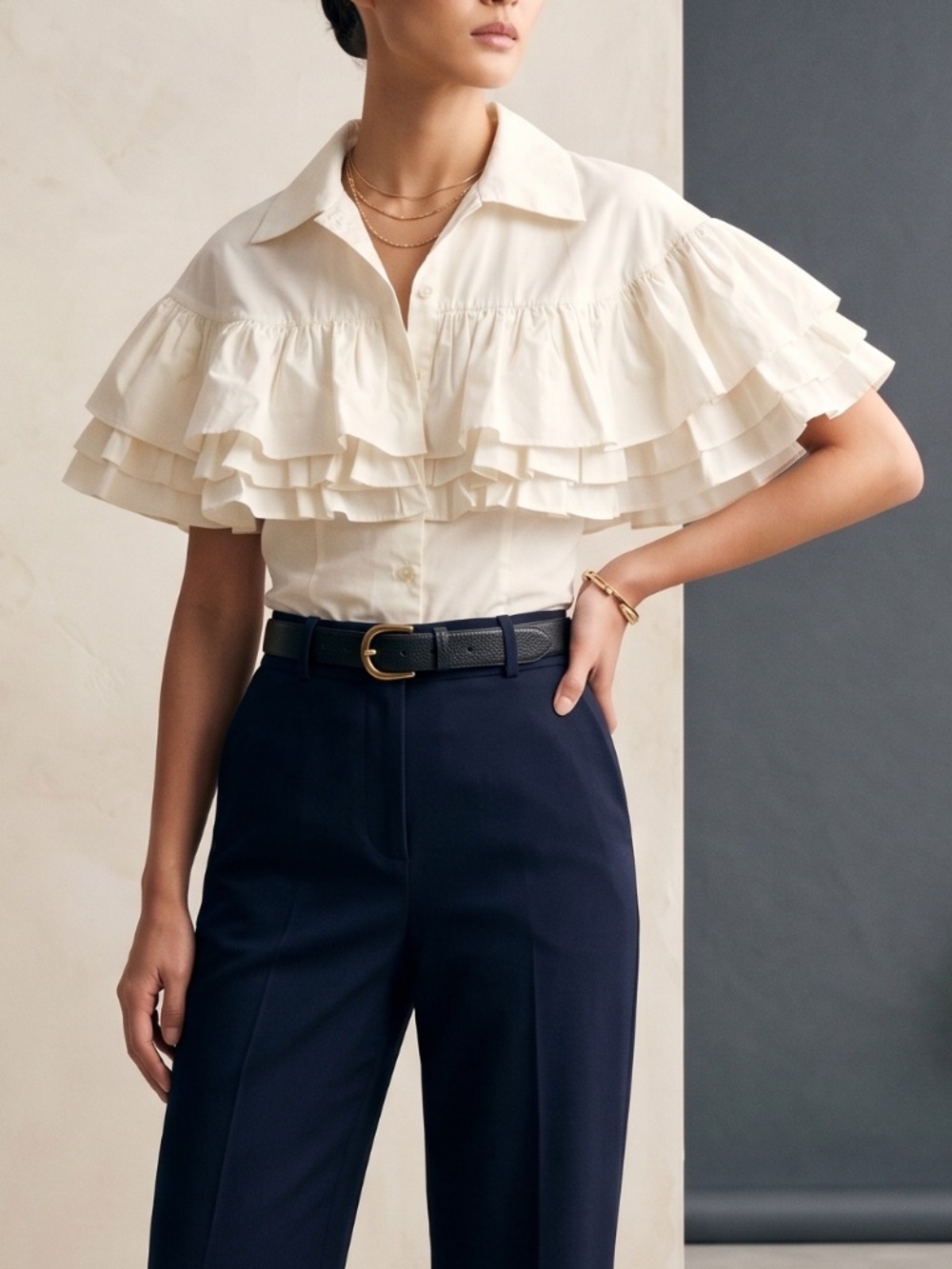 AlEXIS Cotton Style Ruffle Button Up Blouse - XS 🌟